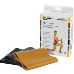 Sup-R Band Latex Free Exercise Band - PEP pack, 3-piece set, heavy (1 each: black, silver, gold):