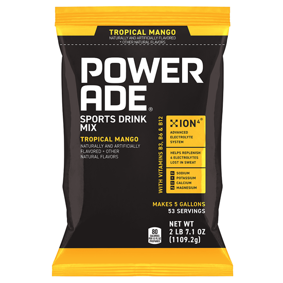 POWERADE - Powder 5 Gallon Tropical Mango (12 Pouches)